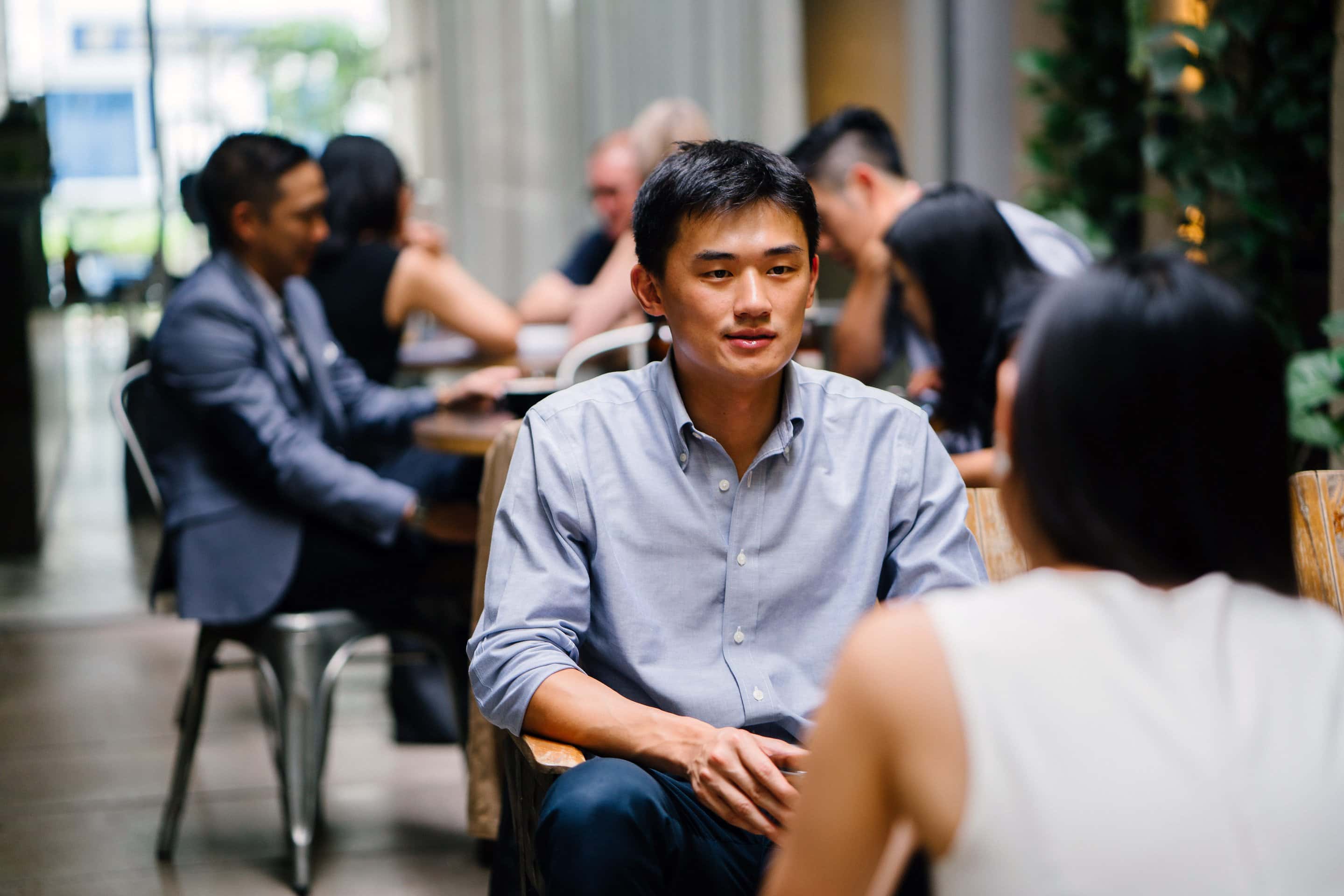 People talking in a cafe